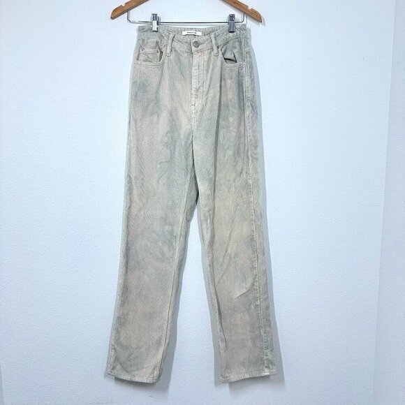 PacSun Pants - PacSun Cream Blue Tie Dye Corduroy 90s Boyfriend Bootcut High Rise Pants Size 27